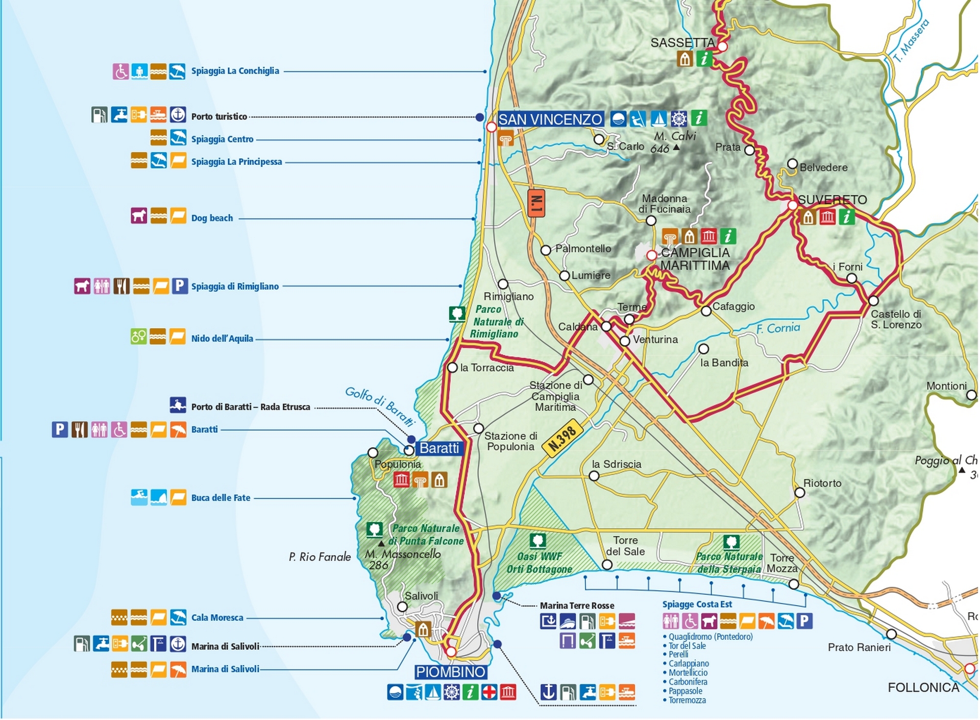 Map of the beaches of San Vincenzo