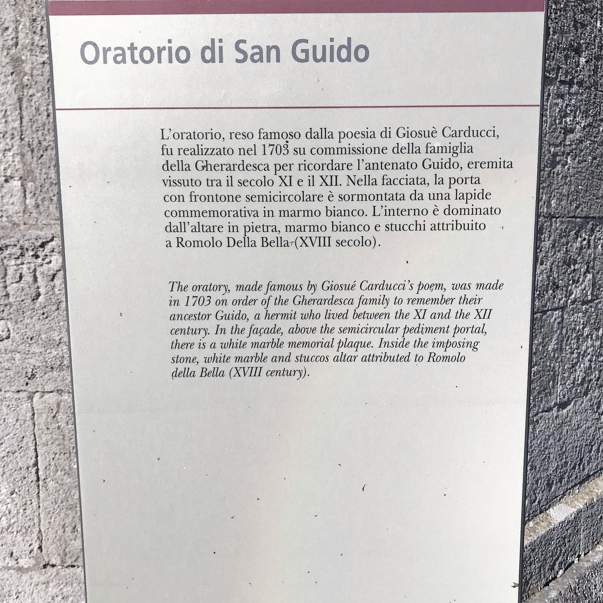 Oratorio di San Guido descrizione