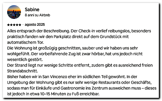 Recensione ospite airbnb